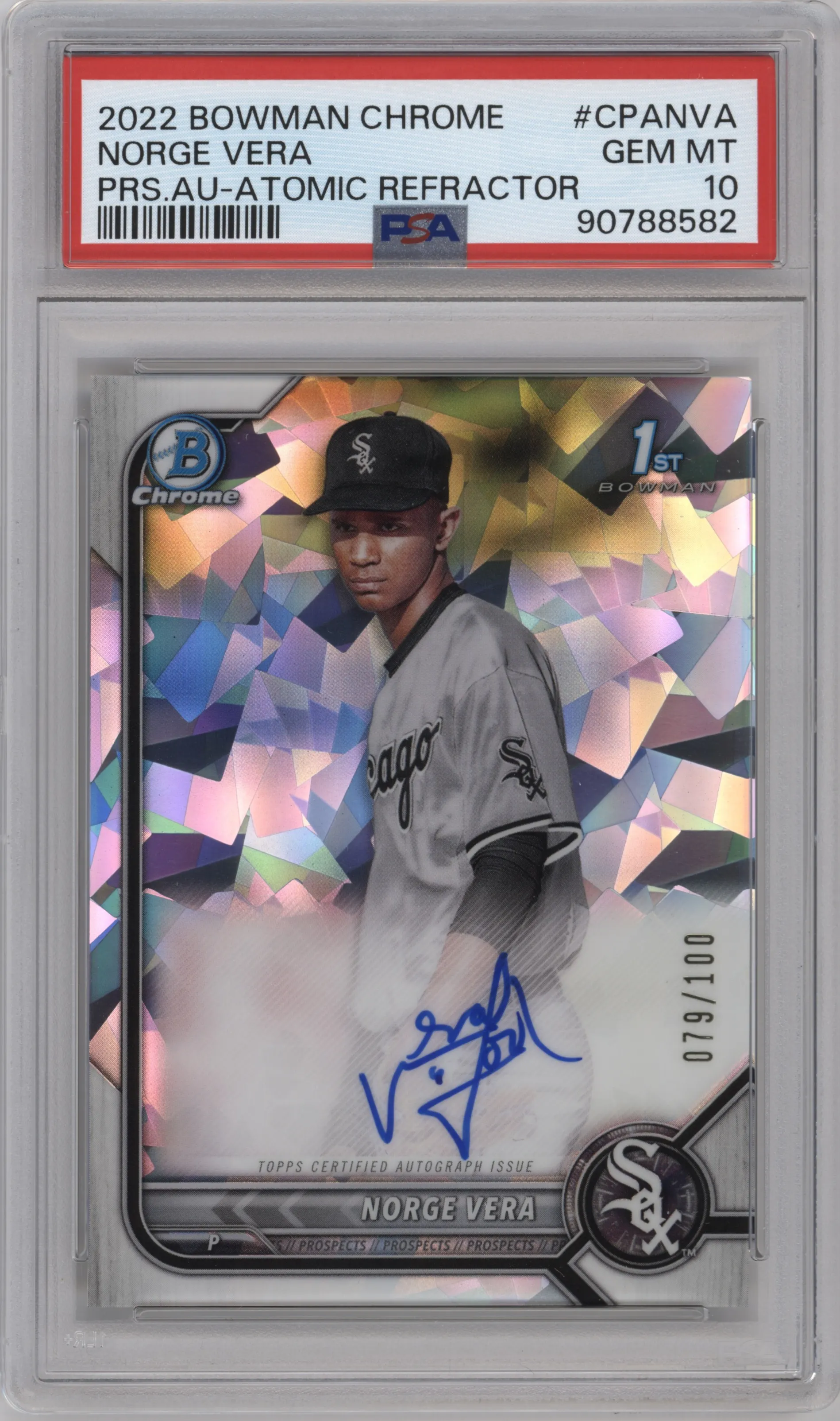 2022 Bowman Chrome Pros.Auto Norge Vera Atomic Refractor #CPA-NVA PSA 10