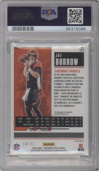 Joe Burrow from the 2020 Panini Contenders Optic set featuring a Cracked Ice parallel graded by PSA and given an overall grade of 9.