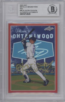 Shohei Ohtani from the 2024 Leaf Metallic Imaginations set featuring a Red Witnessed Auto parallel graded by Beckett and given an overall grade of 0.