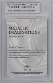 Shohei Ohtani from the 2024 Leaf Metallic Imaginations set featuring a Red Witnessed Auto parallel graded by Beckett and given an overall grade of 0.
