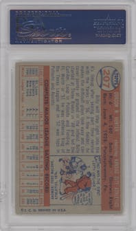 Billy Hunter from the 1957 Topps set graded by PSA and given an overall grade of 5.