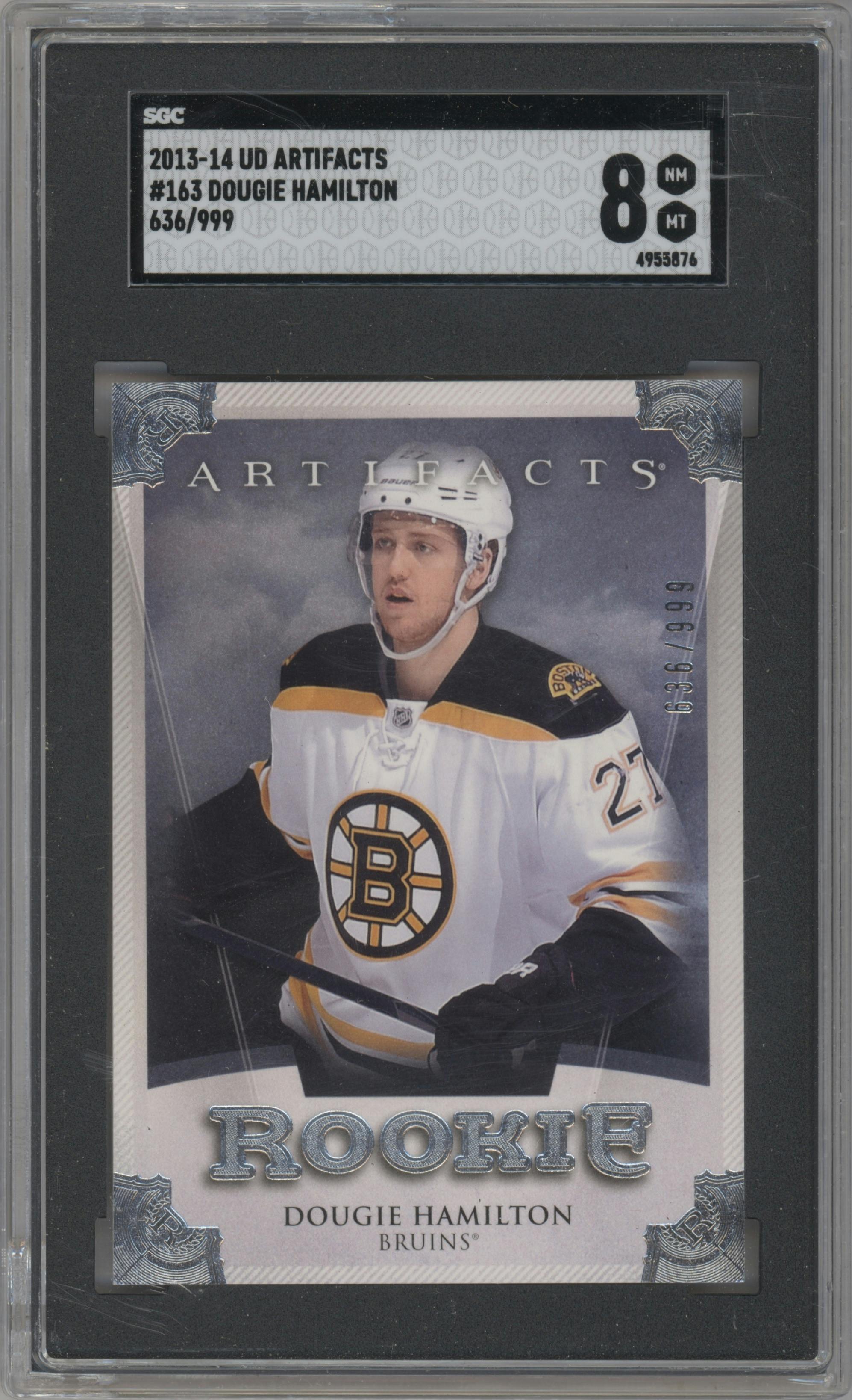 Dougie Hamilton from the 2013-14 Upper Deck Artifacts set graded by SGC and given an overall grade of 8.