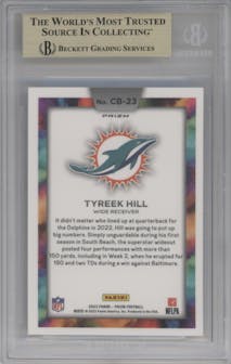 Tyreek Hill from the 2023 Panini Prizm set graded by Beckett and given an overall grade of 9.5.