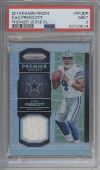 Dak Prescott from the 2016 Panini Prizm set graded by PSA and given an overall grade of 9.