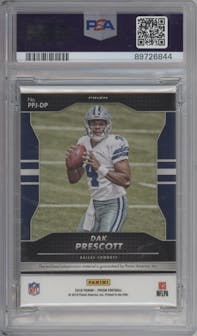Dak Prescott from the 2016 Panini Prizm set graded by PSA and given an overall grade of 9.