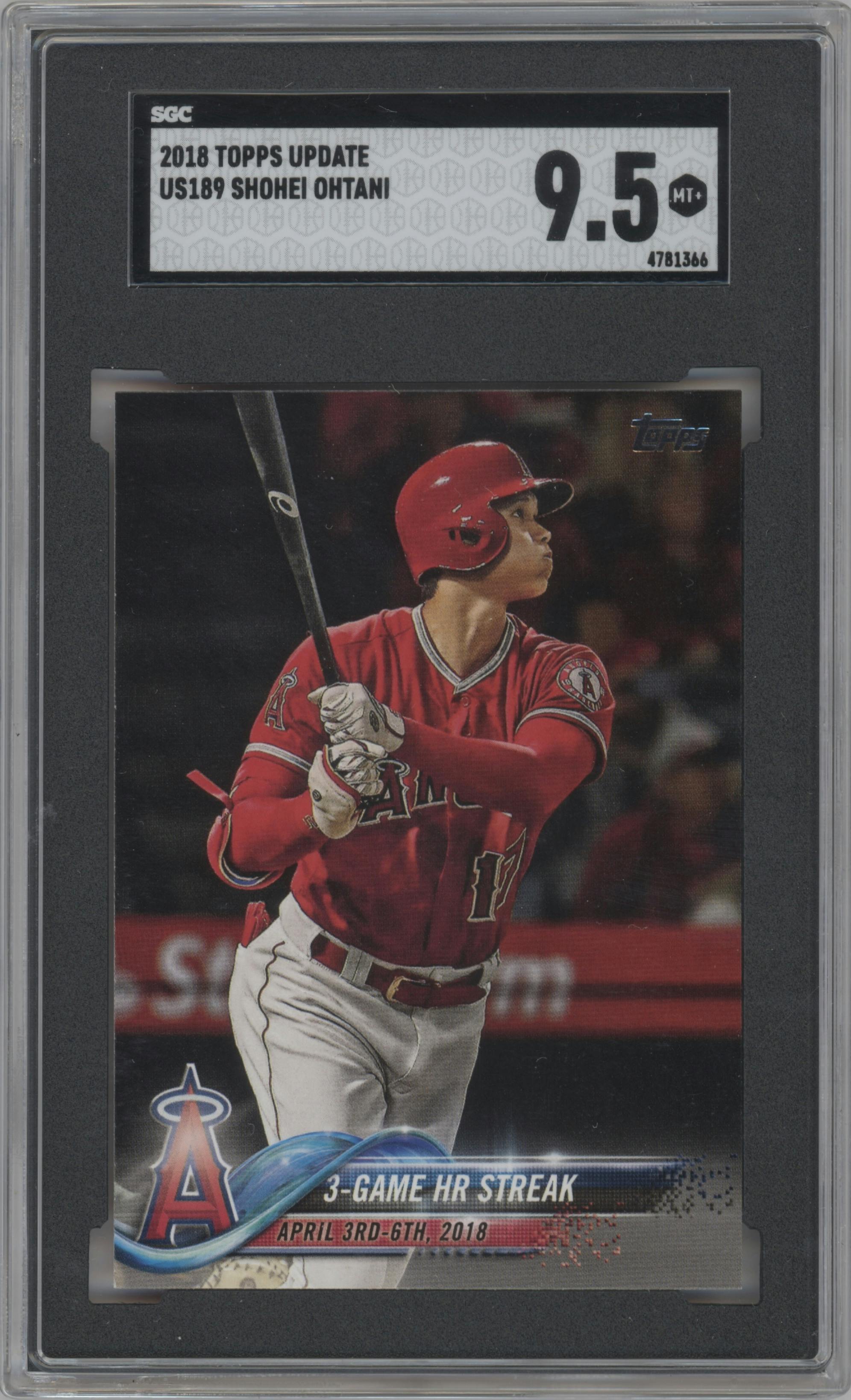 Shohei Ohtani from the 2018 Topps Update set graded by SGC and given an overall grade of 9.5.