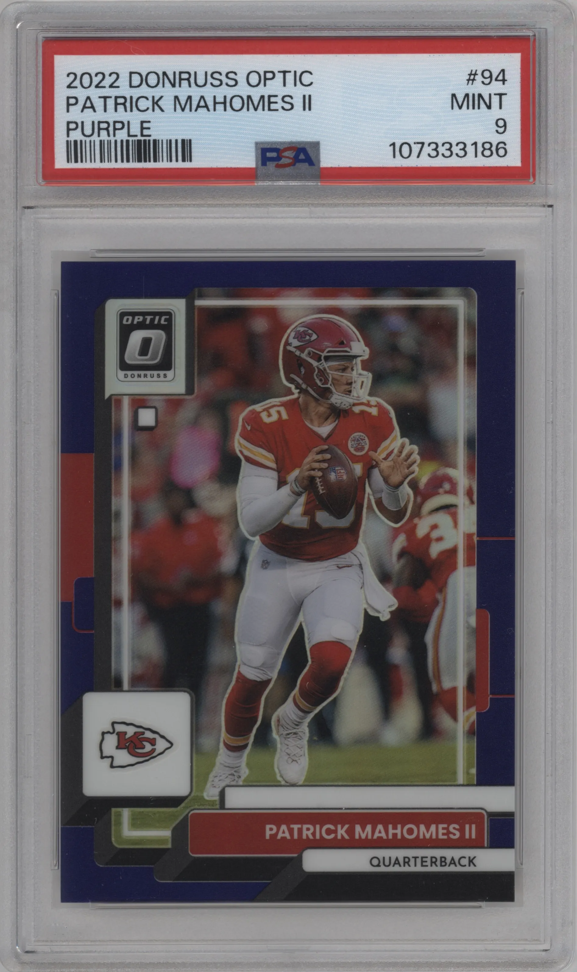 2022 Panini Donruss Optic Patrick Mahomes II Purple #94 PSA 9