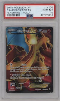 Charizard EX from the 2014 Pokemon XY set graded by PSA and given an overall grade of 10.