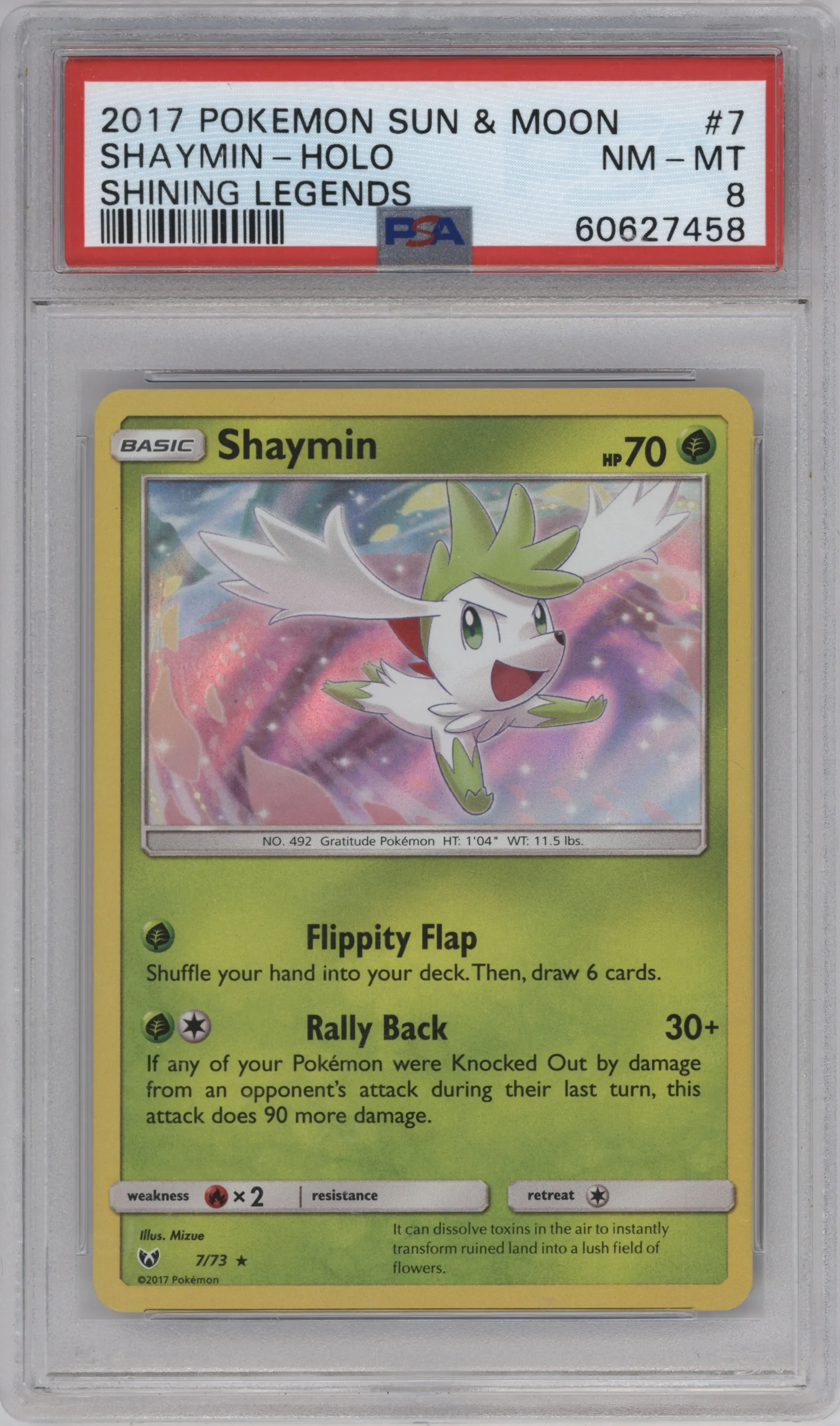 2017 Pokemon S&M Shining Legends Shaymin PSA 8