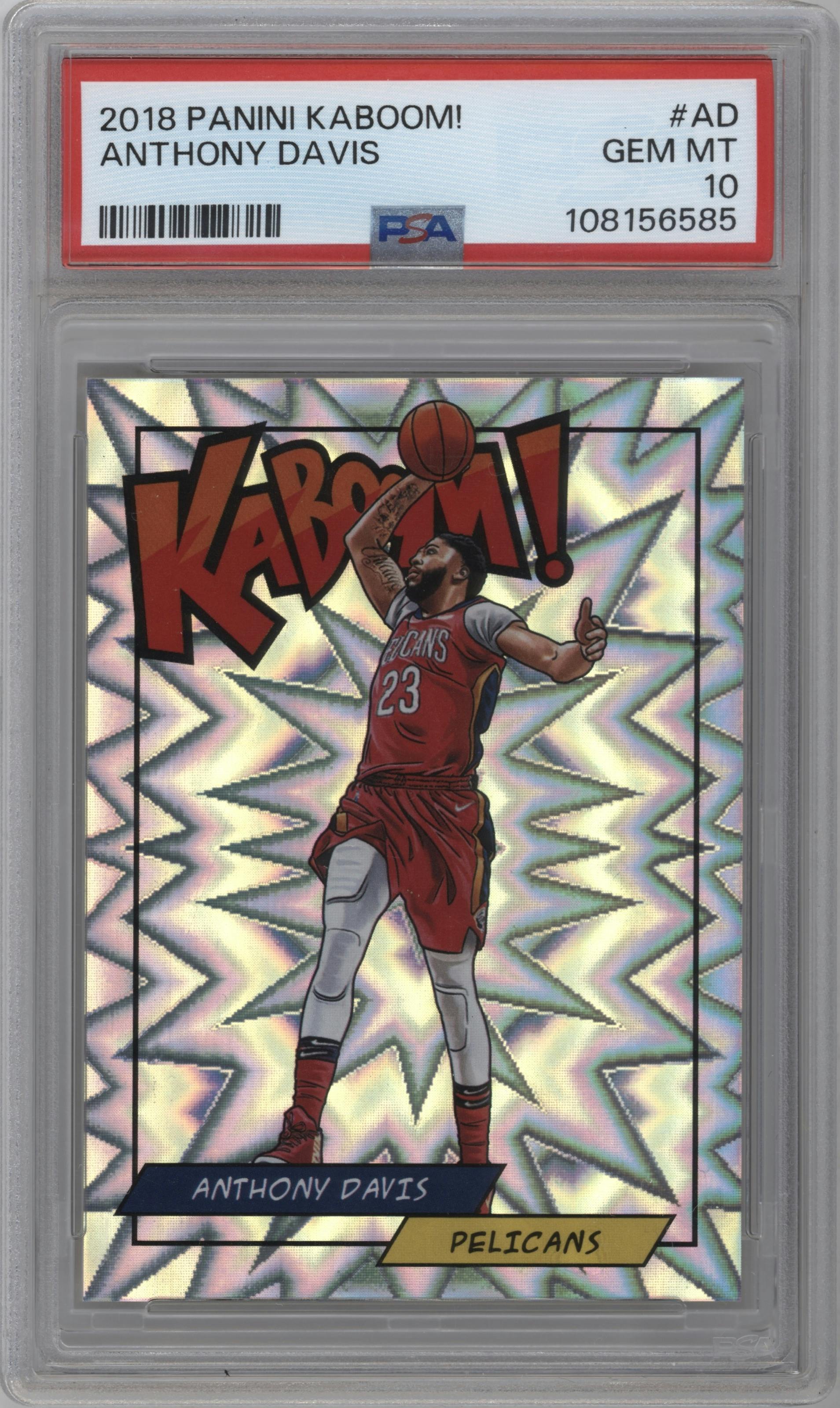 Anthony Davis from the 2018 Panini Kaboom Rewards Multi-Sport set graded by PSA and given an overall grade of 10.