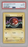 Voltorb from the 1999 Pokemon set graded by PSA and given an overall grade of 8.