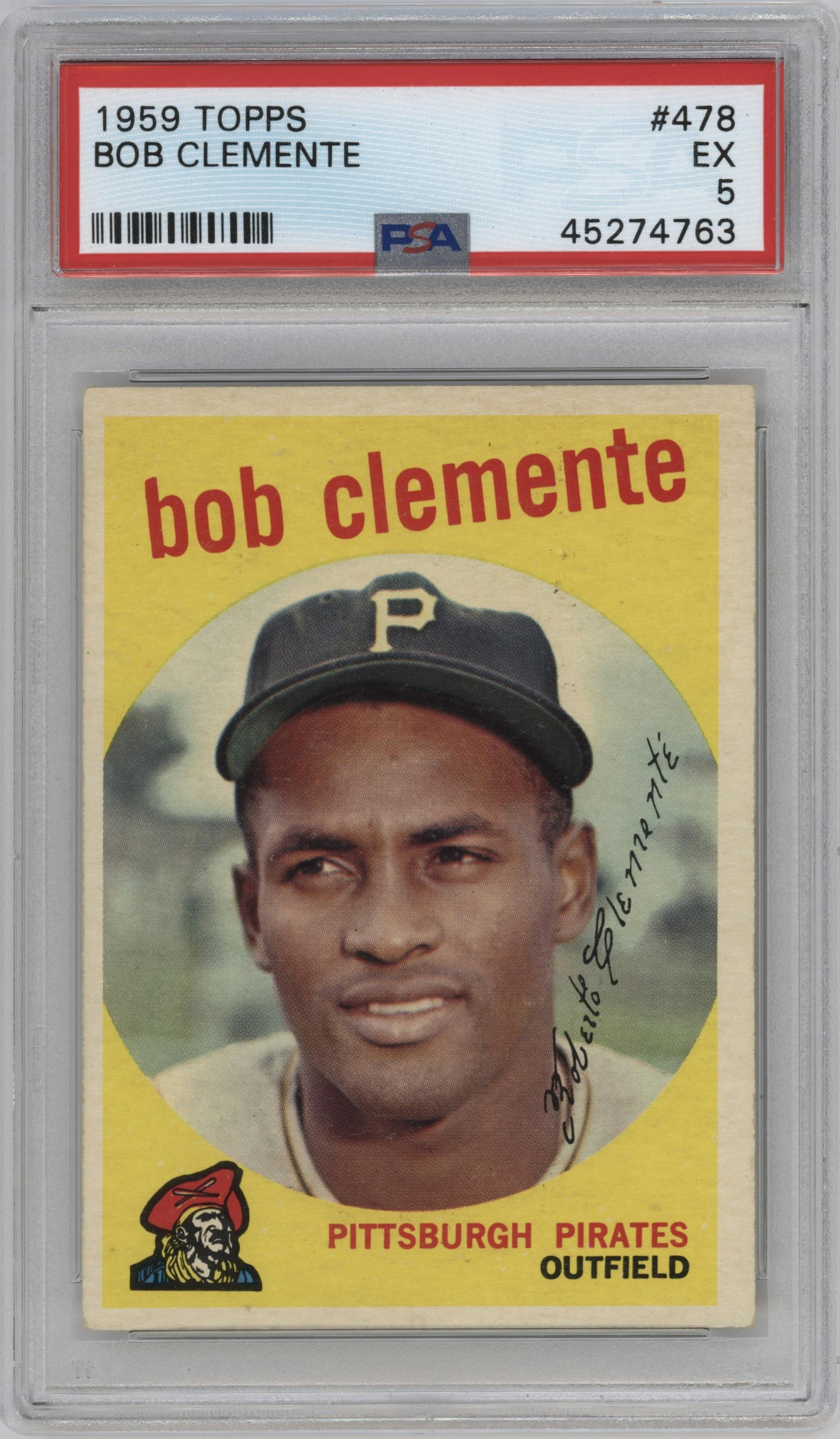 Bob Clemente from the 1959 Topps set graded by PSA and given an overall grade of 5.
