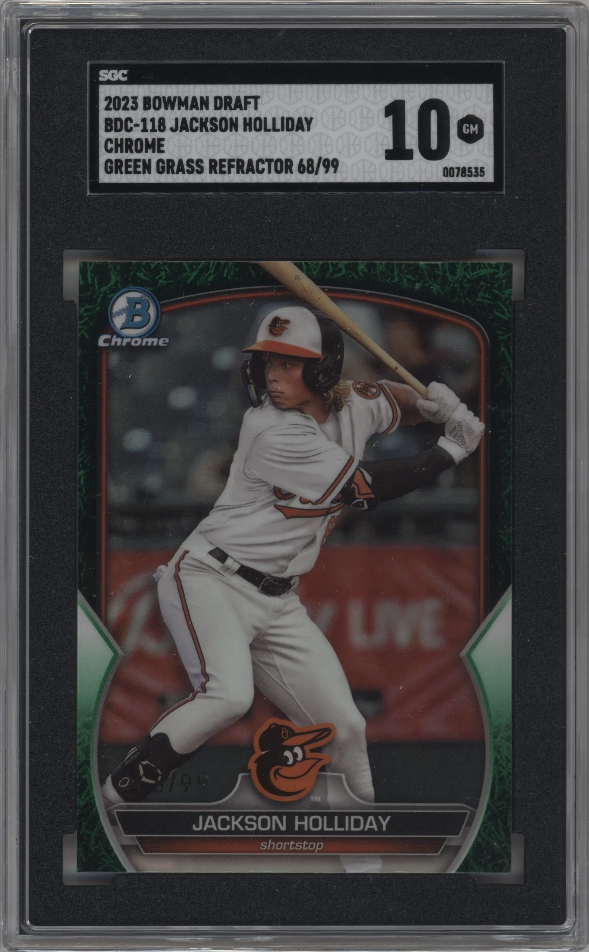 2023 Bowman Draft Chrome Jackson Holliday Green Grass Refractor SGC 10