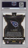 A.J. Brown from the 2019 Panini Select  set featuring a Dragon Scale parallel graded by PSA and given an overall grade of 9.