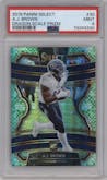 A.J. Brown from the 2019 Panini Select  set featuring a Dragon Scale parallel graded by PSA and given an overall grade of 9.