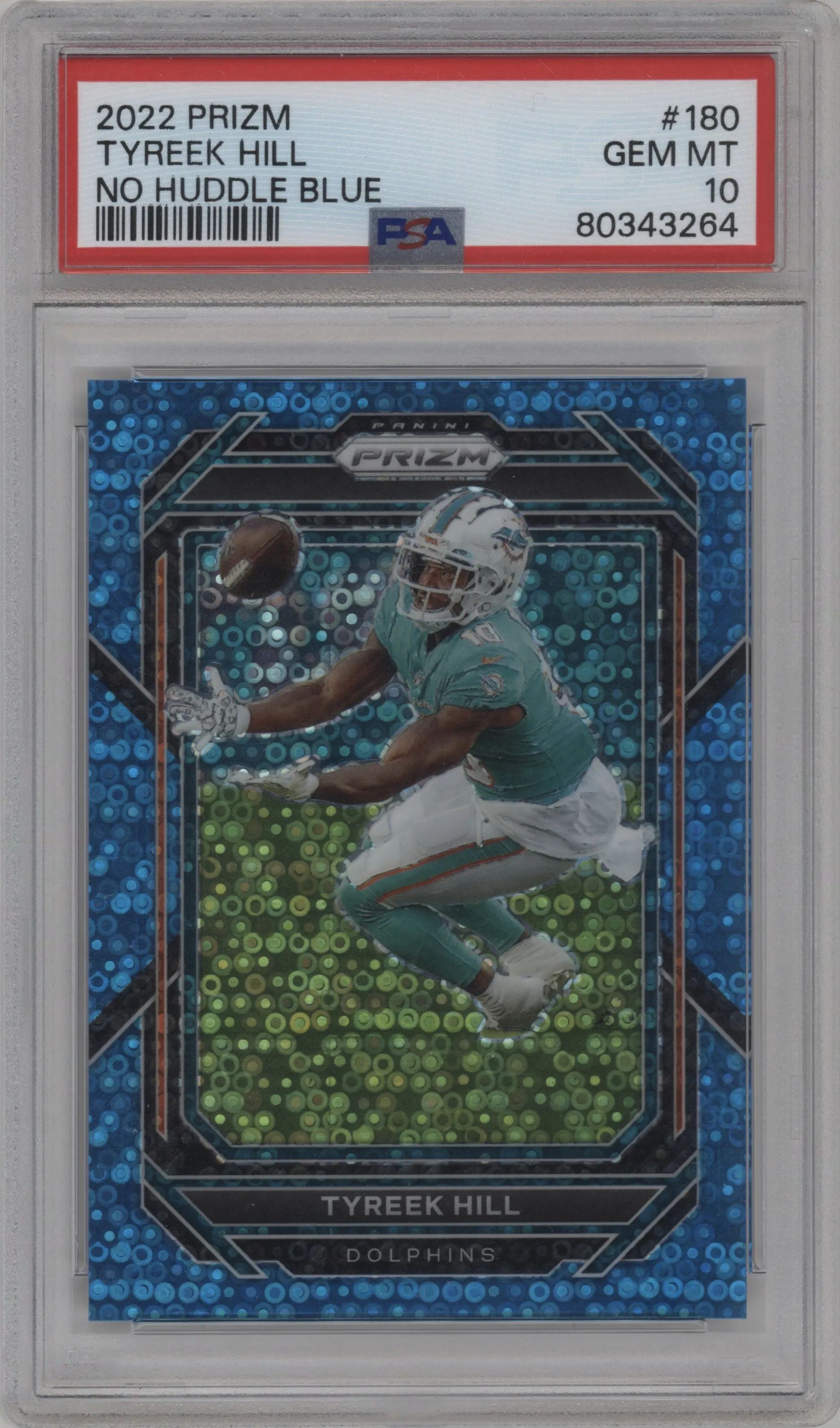 2022 Panini Prizm Tyreek Hill No Huddle Blue PSA 10