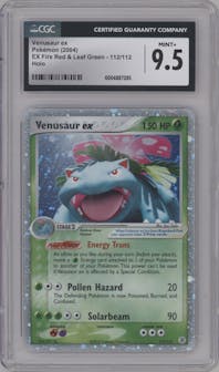 Venusaur ex from the 2004 Pokemon EX set graded by CSG and given an overall grade of 9.5.