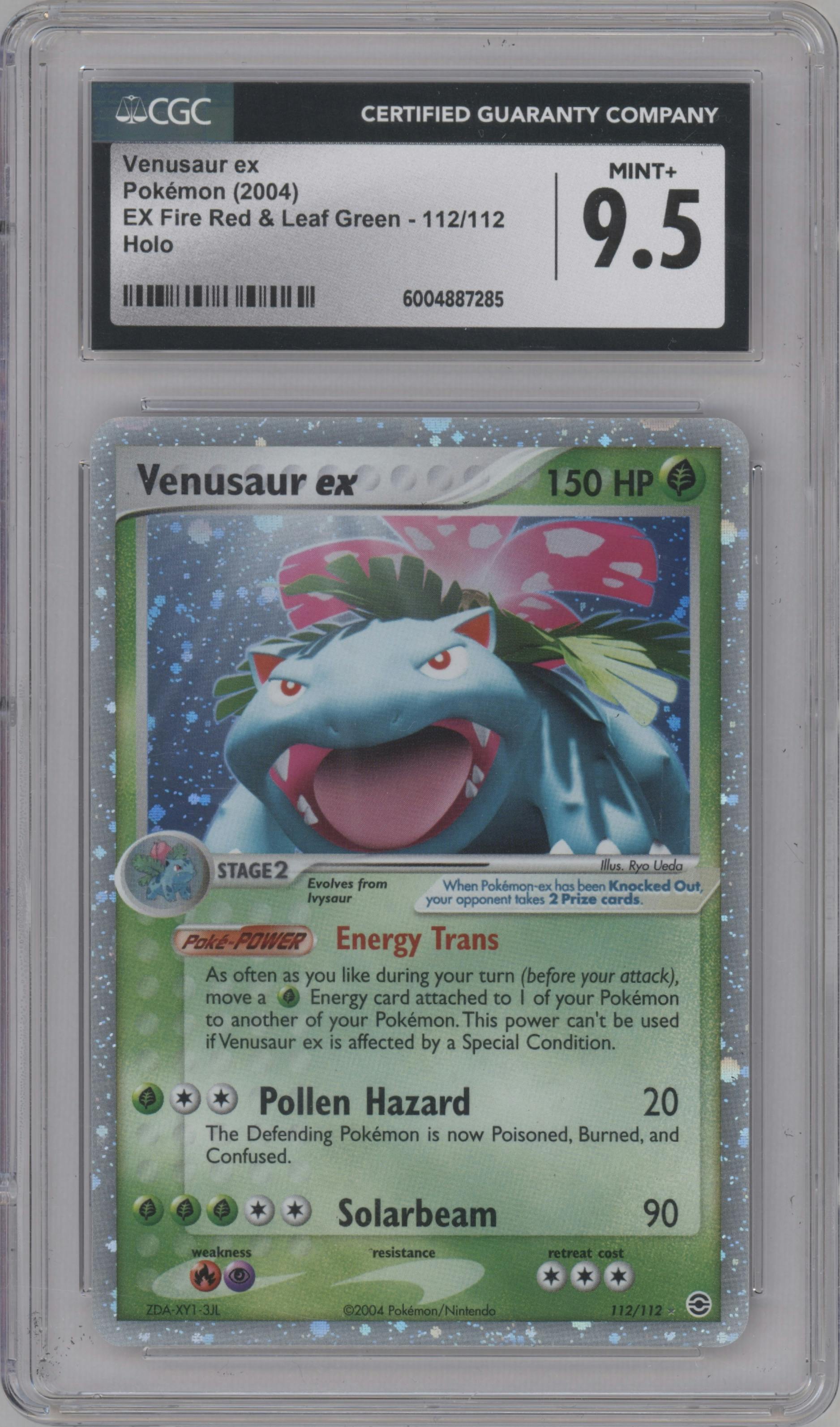 Venusaur ex from the 2004 Pokemon EX set graded by CSG and given an overall grade of 9.5.