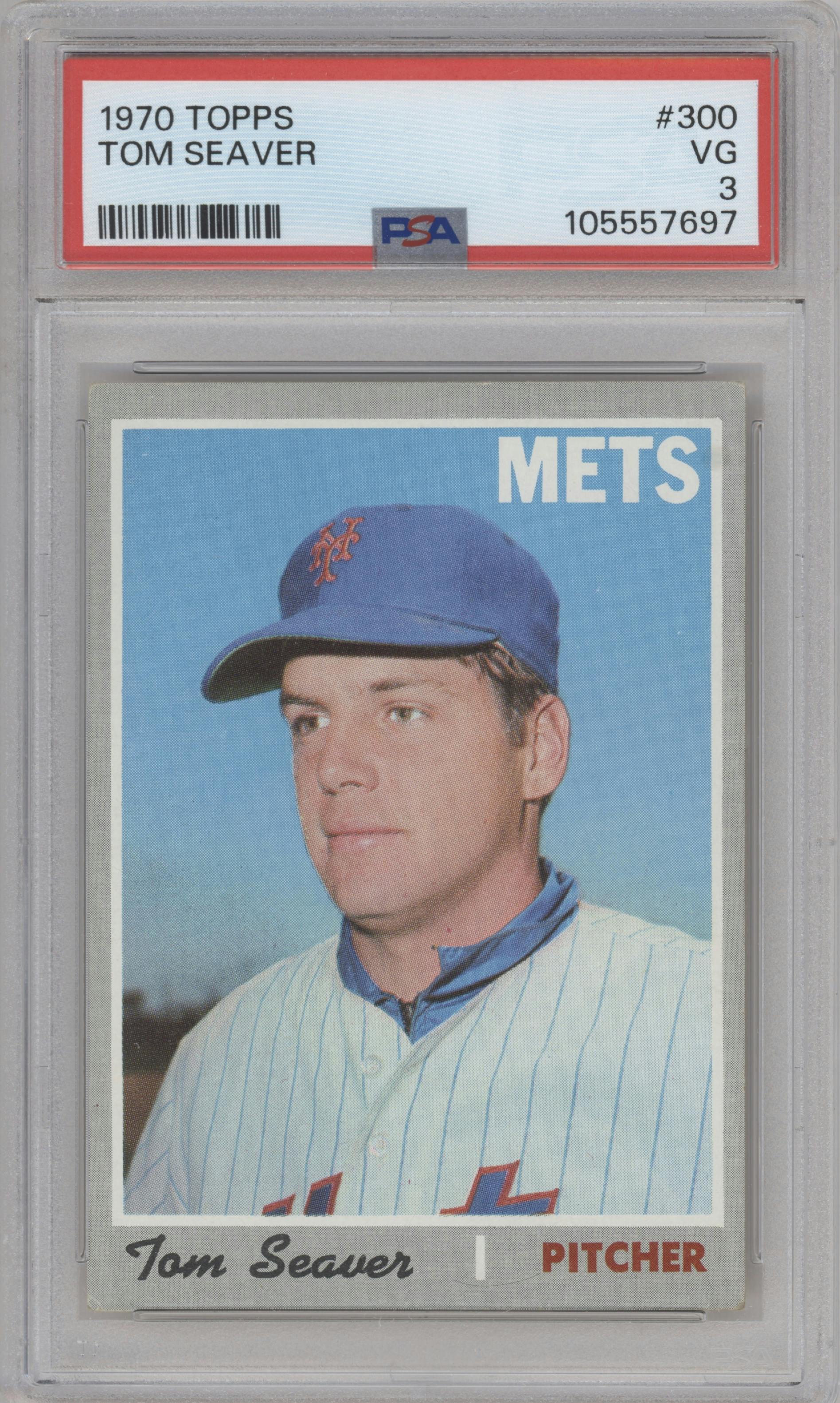 Tom Seaver from the 1970 Topps set graded by PSA and given an overall grade of 3.