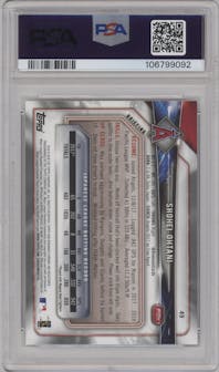 Shohei Ohtani from the 2018 Bowman set graded by PSA and given an overall grade of 10.