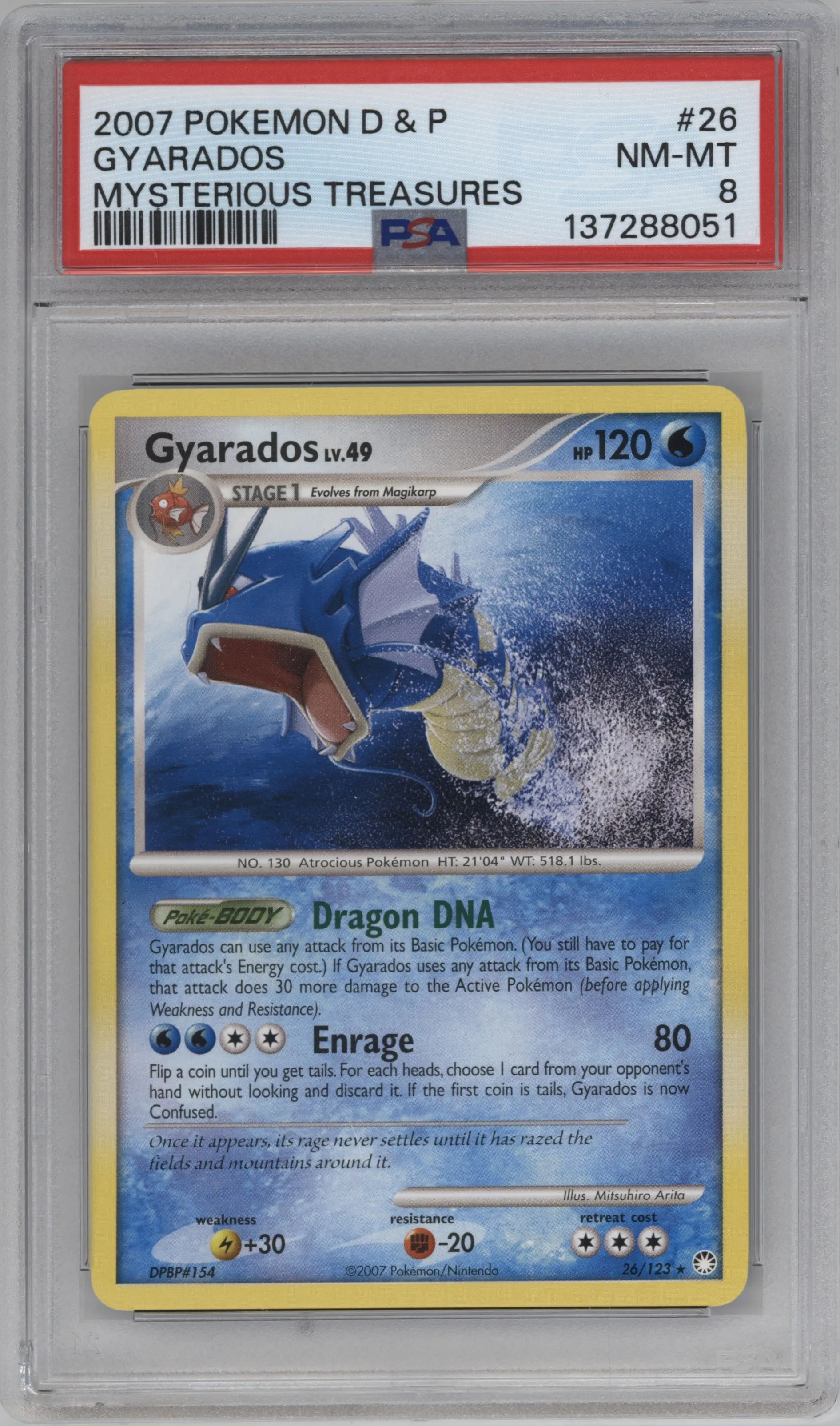 2007 Pokemon D&P Mysterious Treasures Gyarados PSA 8