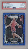 Cam Whitmore from the 2023-24 Panini Prizm set featuring a Blue Sparkle parallel graded by PSA and given an overall grade of 10.