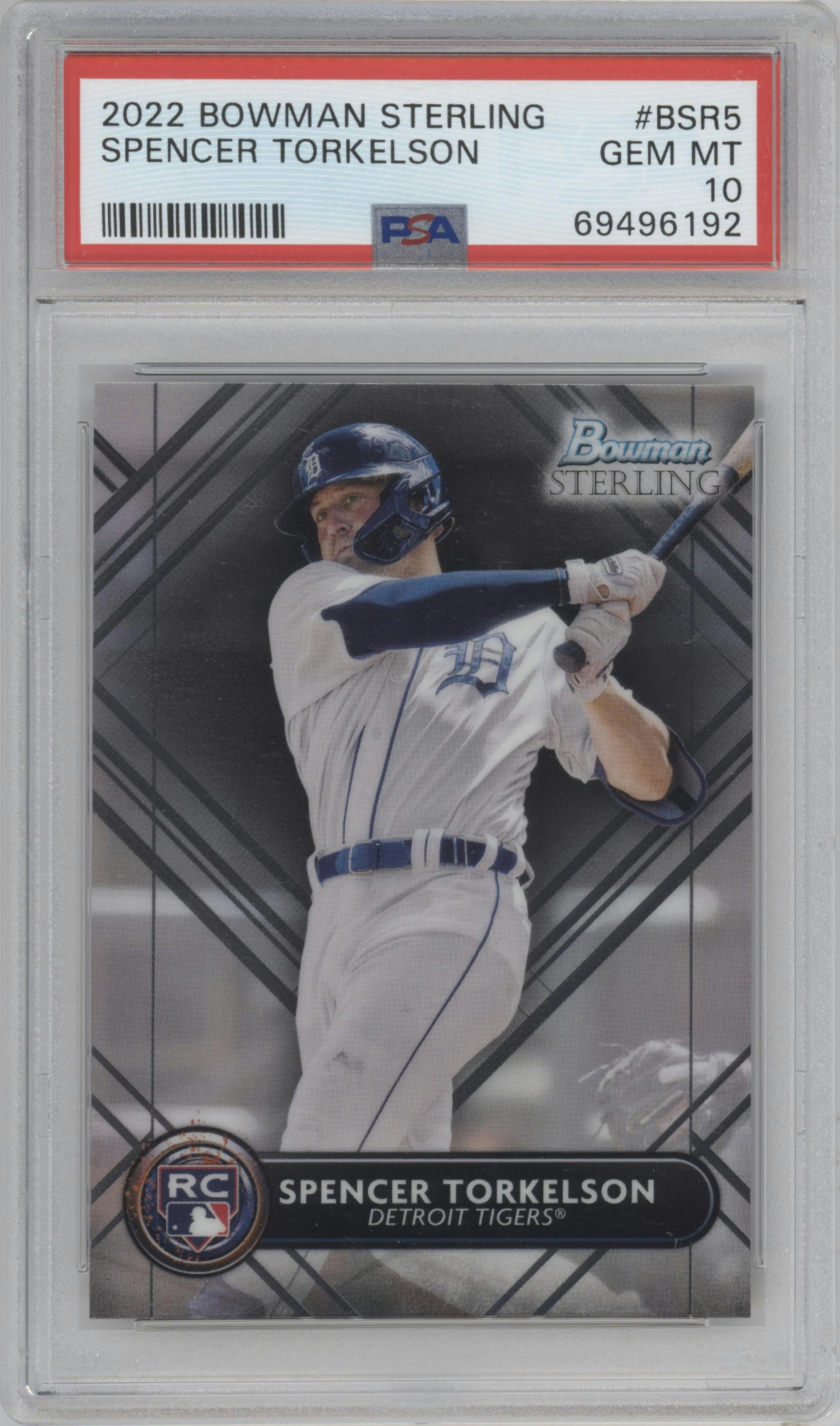 Spencer Torkelson  from the 2022 Bowman Sterling set graded by PSA and given an overall grade of 10.