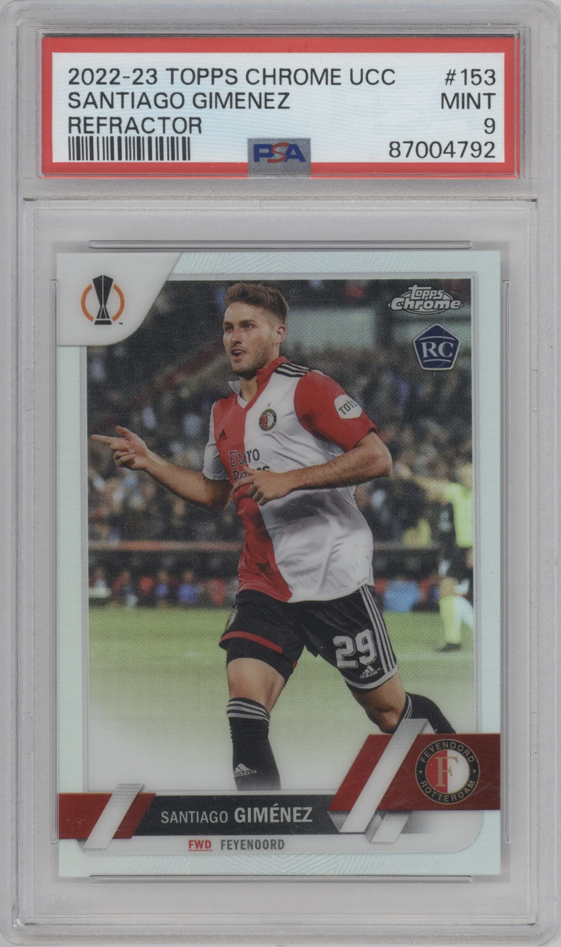 2022 Topps Chrome UEFA Club Competitions Santiago Gimenez Refractor #153 PSA 9