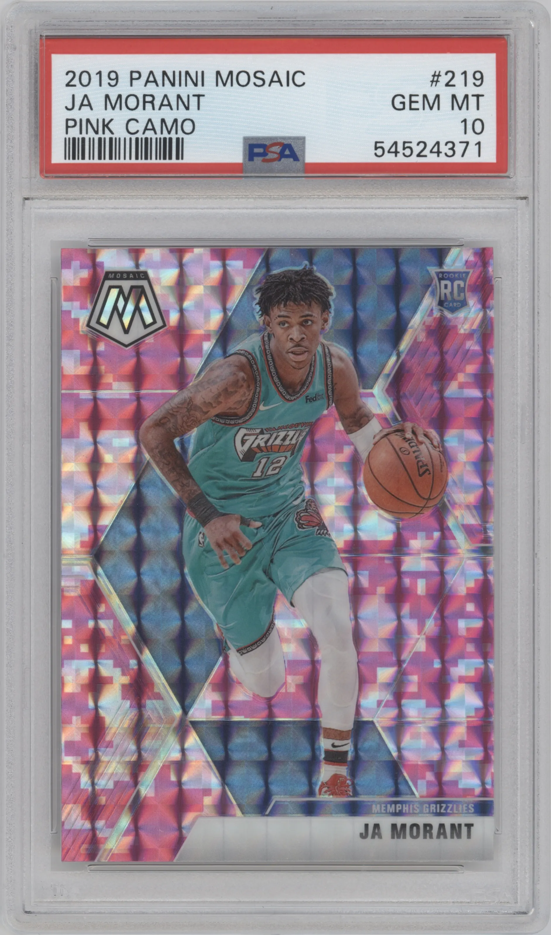 2019 Panini Mosaic Ja Morant Pink Camo PSA 10