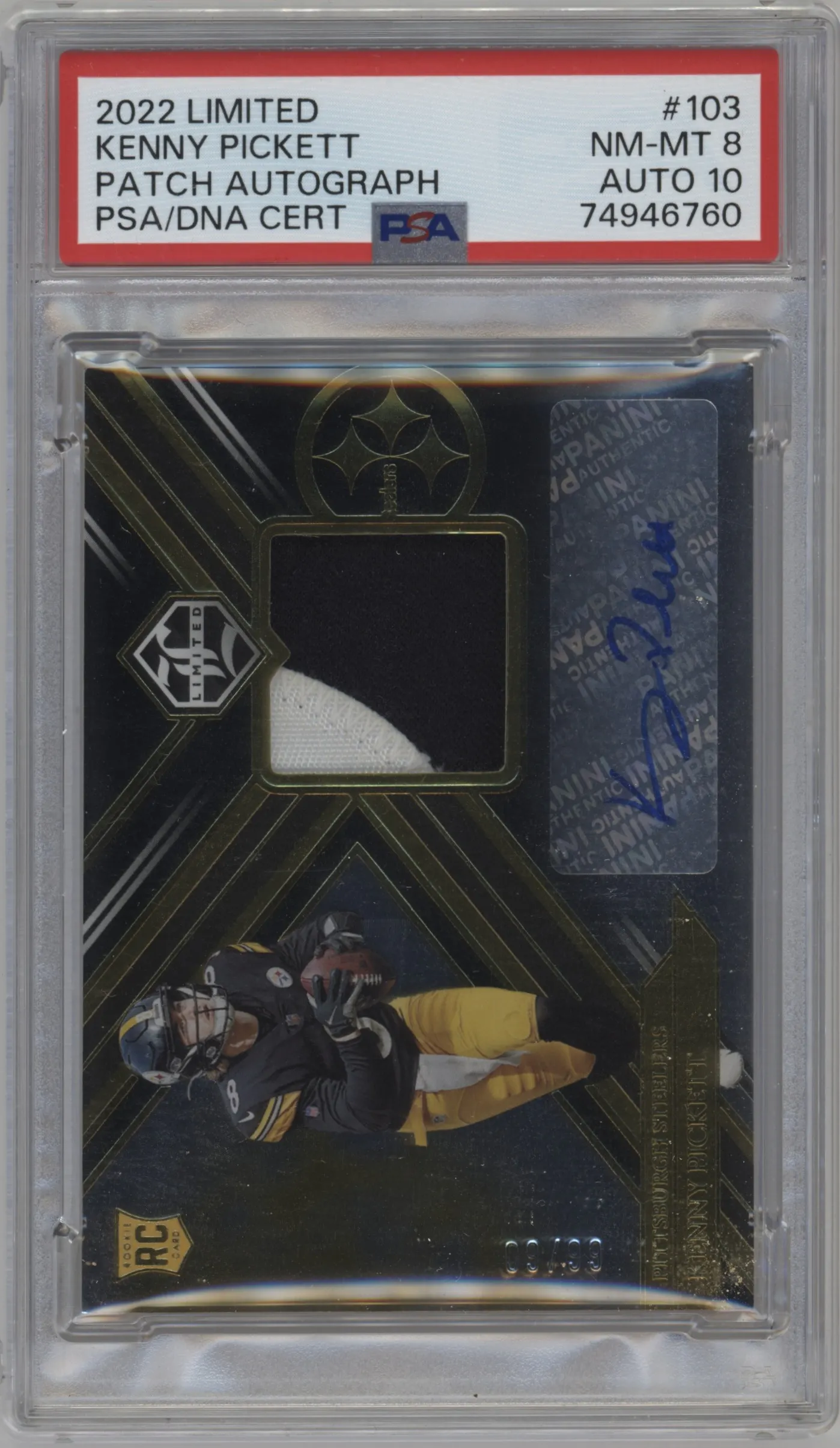 2022 Panini Limited RPA Kenny Pickett #103 PSA 8