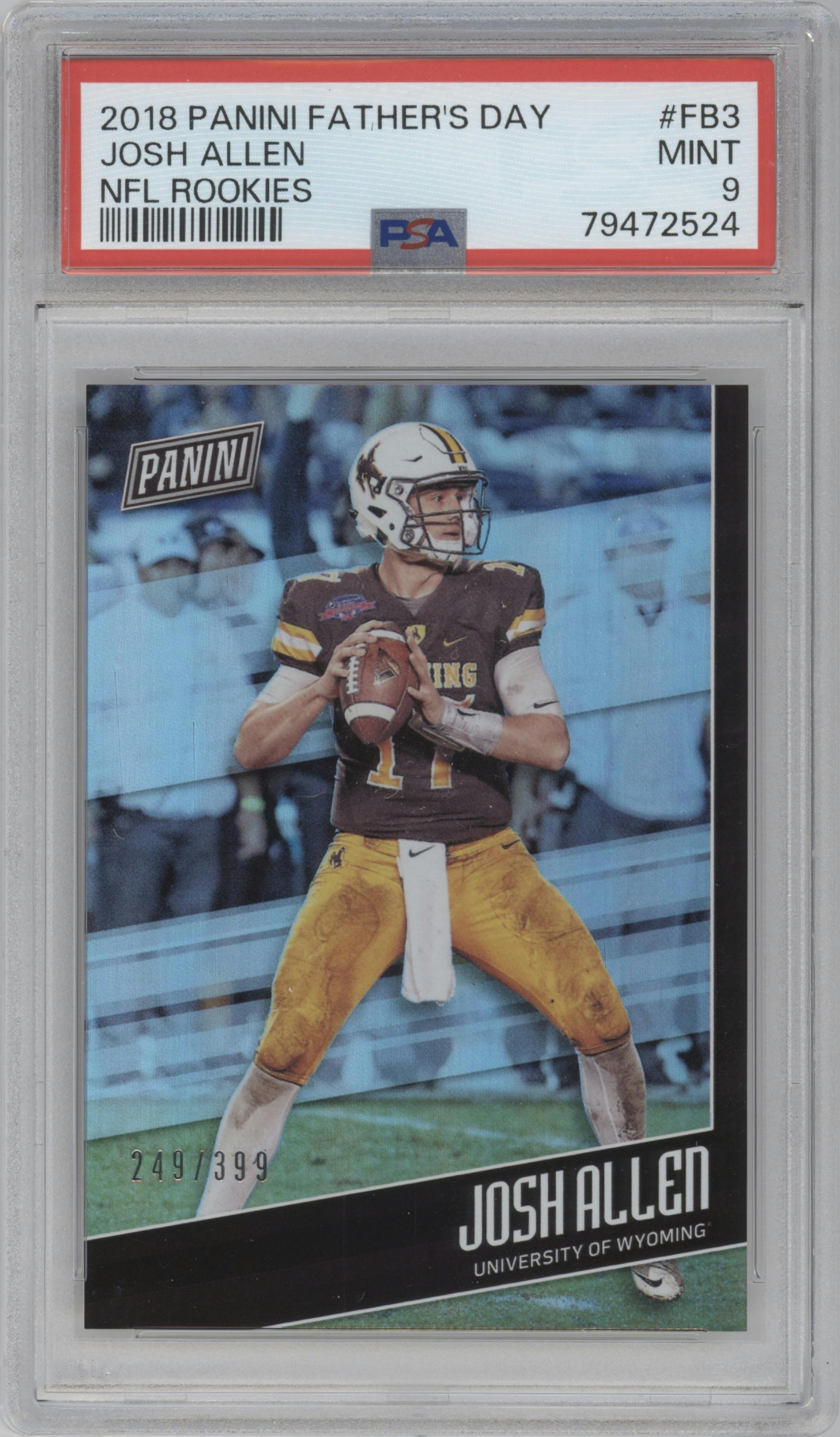 Josh Allen from the 2018 Panini Father’s Day set graded by PSA and given an overall grade of 9.