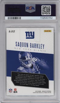 Saquon Barkley from the 2018 Panini Absolute set graded by PSA and given an overall grade of 10.