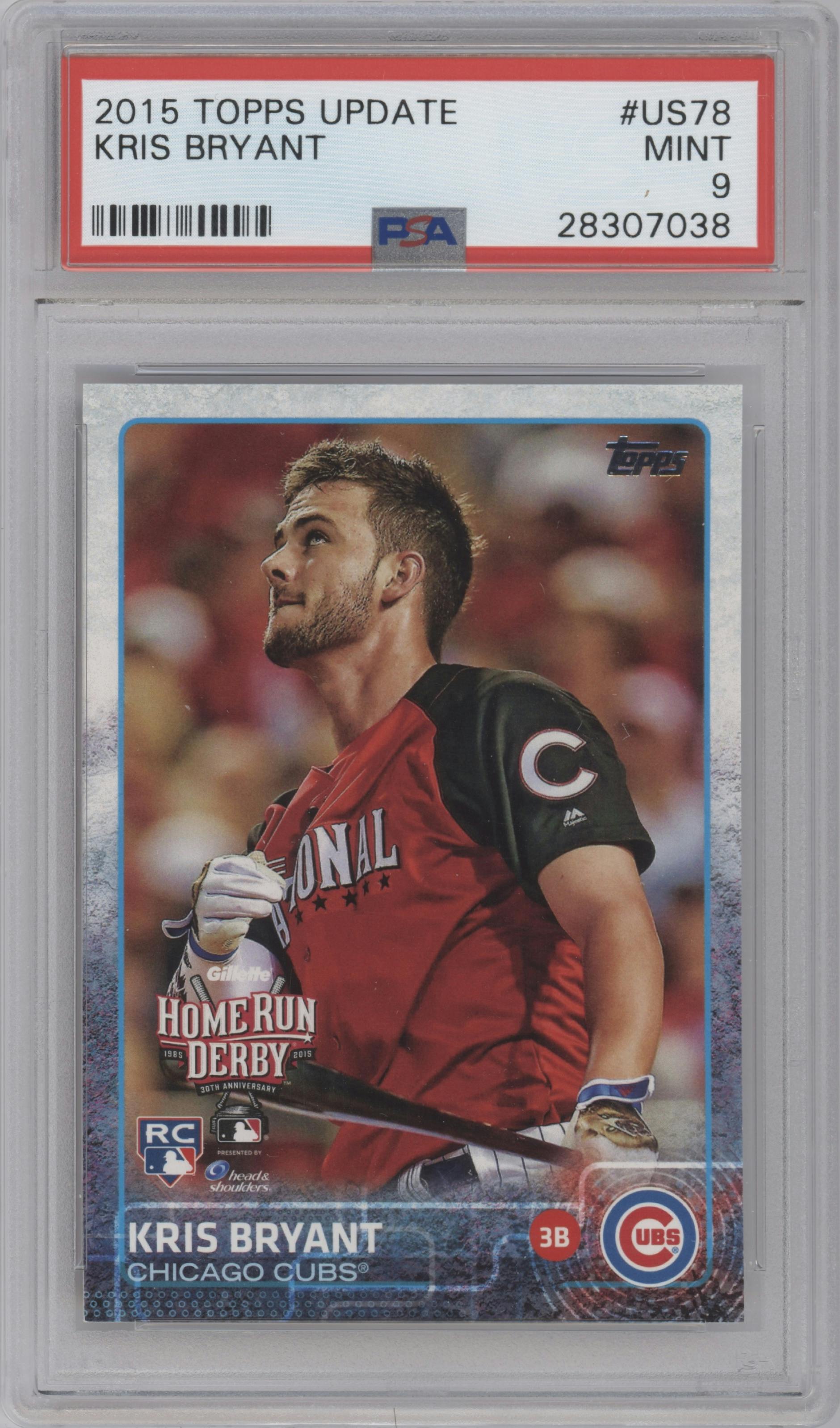 Kris Bryant from the 2015 Topps Update Series set graded by PSA and given an overall grade of 9.