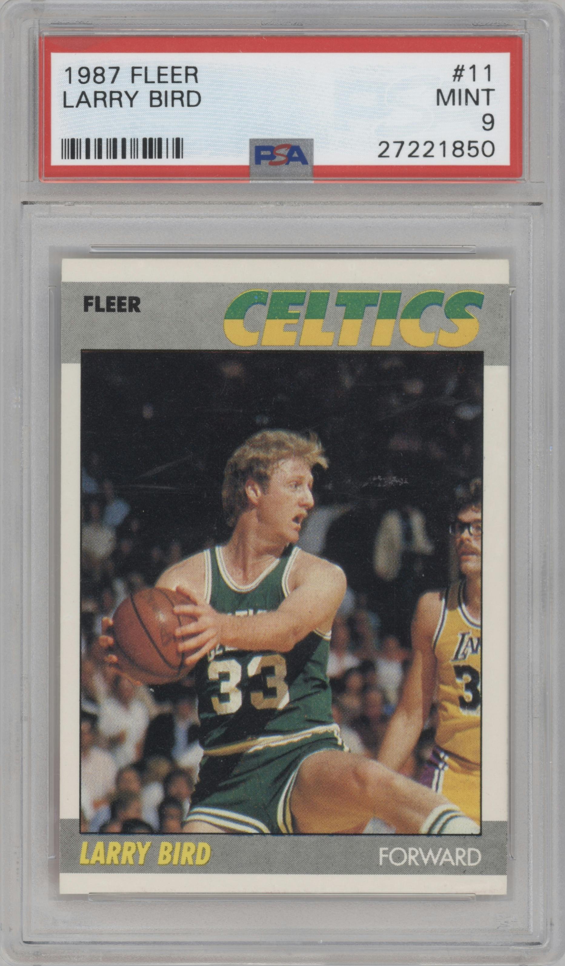 Larry Bird from the 1987-88 Fleer set graded by PSA and given an overall grade of 9.