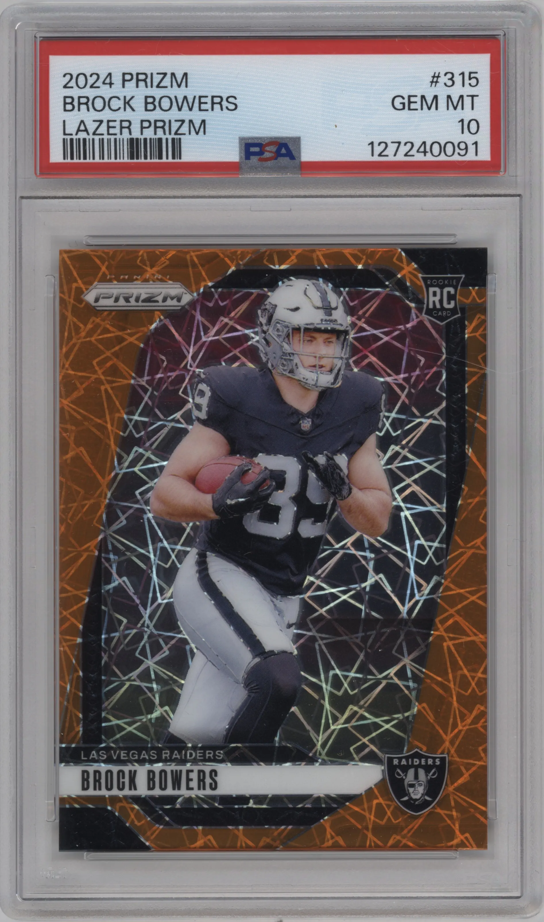 2024 Panini Prizm Brock Bowers Lazer Prizm #315 PSA 10