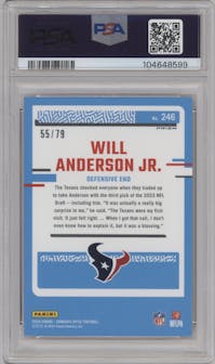 Will Anderson Jr. from the 2023 Donruss Optic set featuring a Orange Scope parallel graded by PSA and given an overall grade of 10.