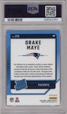 Drake Maye from the 2024 Donruss set featuring a Red Pandora parallel graded by PSA and given an overall grade of 9.