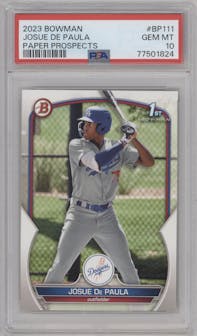 Josue De Paula from the 2023 Bowman  set graded by PSA and given an overall grade of 10.
