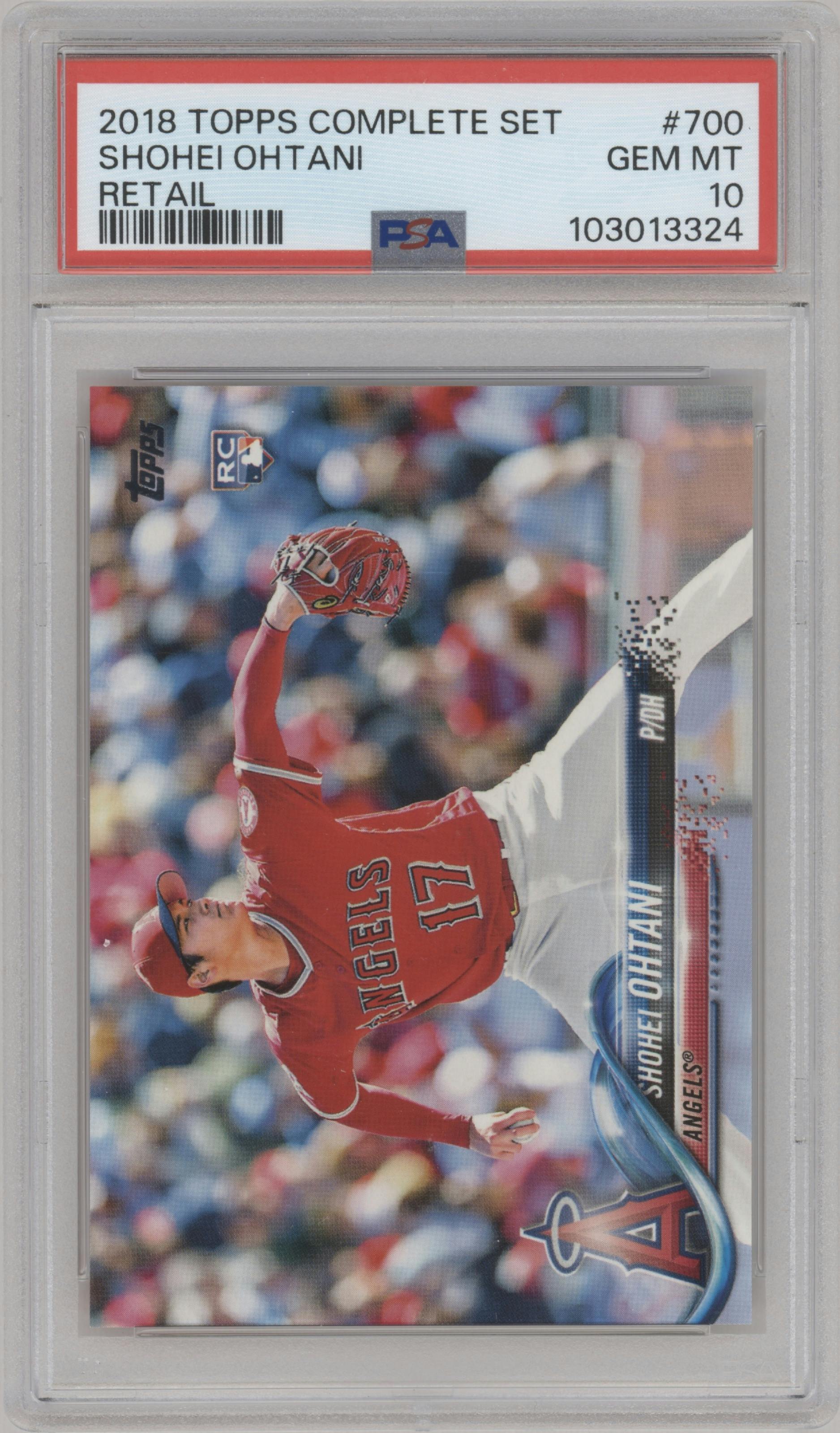 Shohei Ohtani from the 2018 Topps Complete Set set graded by PSA and given an overall grade of 10.