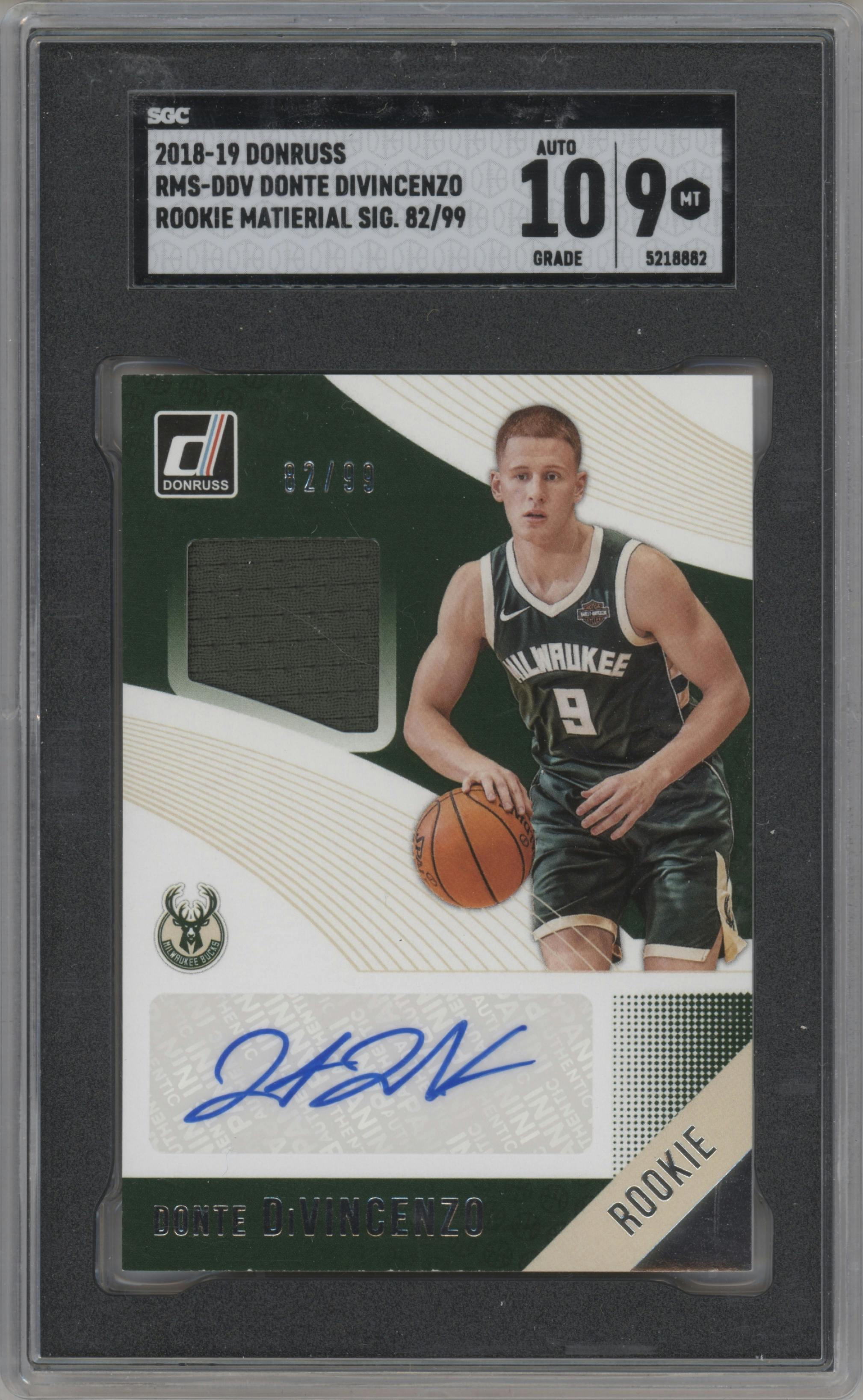 Donte DiVincenzo from the 2018-19 Panini Donruss  set graded by SGC and given an overall grade of 9.