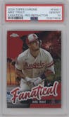 Mike Trout from the 2024 Topps Chrome set featuring a Red Refractor parallel graded by PSA and given an overall grade of 10.