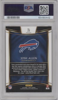 Josh Allen from the 2018 Panini Select set featuring a Orange Prizm parallel graded by PSA and given an overall grade of 9.
