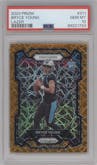 Bryce Young from the 2023 Panini Prizm set featuring a Lazer parallel graded by PSA and given an overall grade of 10.