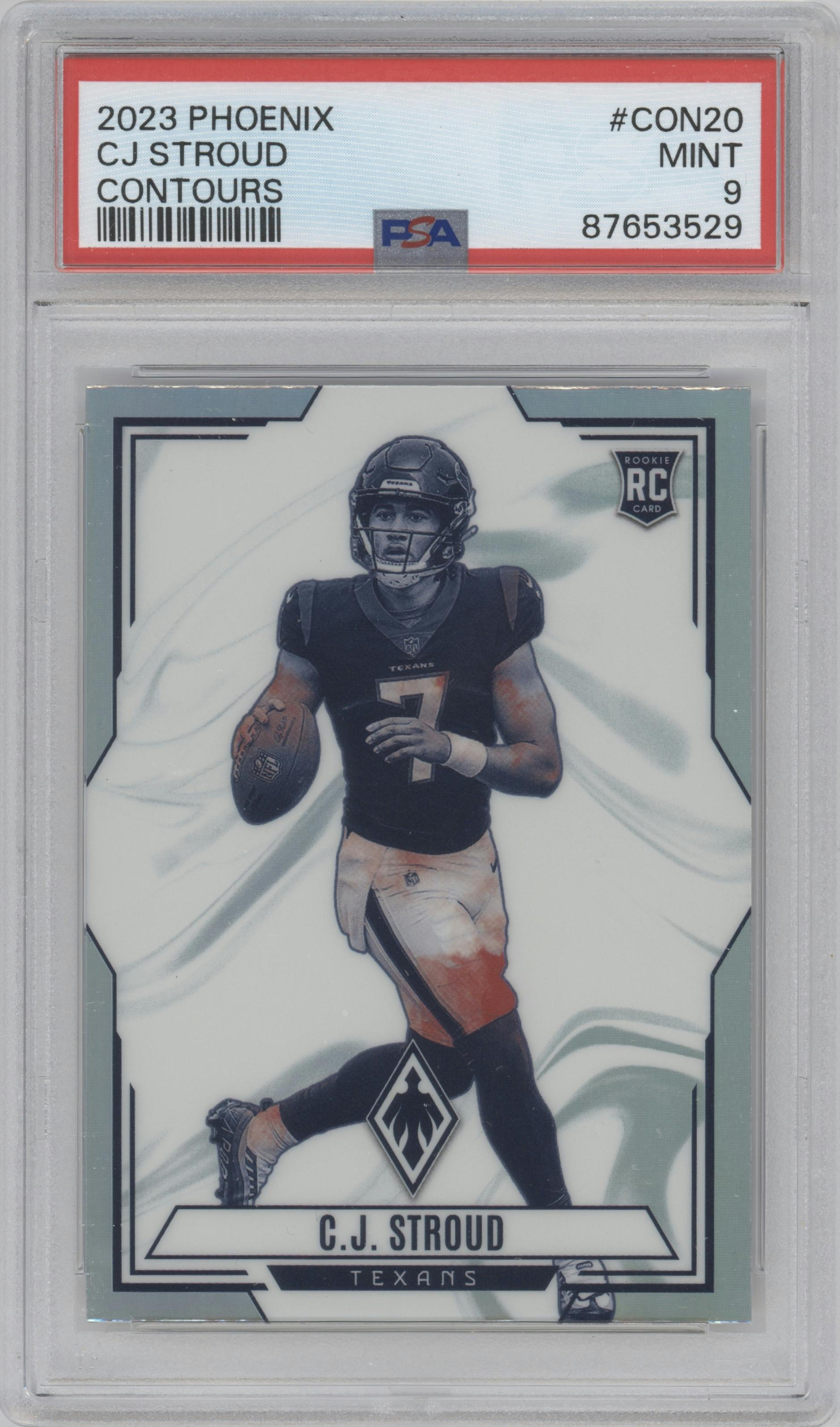 C.J. Stroud from the 2023 Panini Phoenix set graded by PSA and given an overall grade of 9.