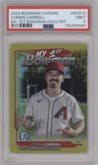 Corbin Carroll from the 2024 Bowman Chrome set featuring a Gold Refractors parallel graded by PSA and given an overall grade of 9.
