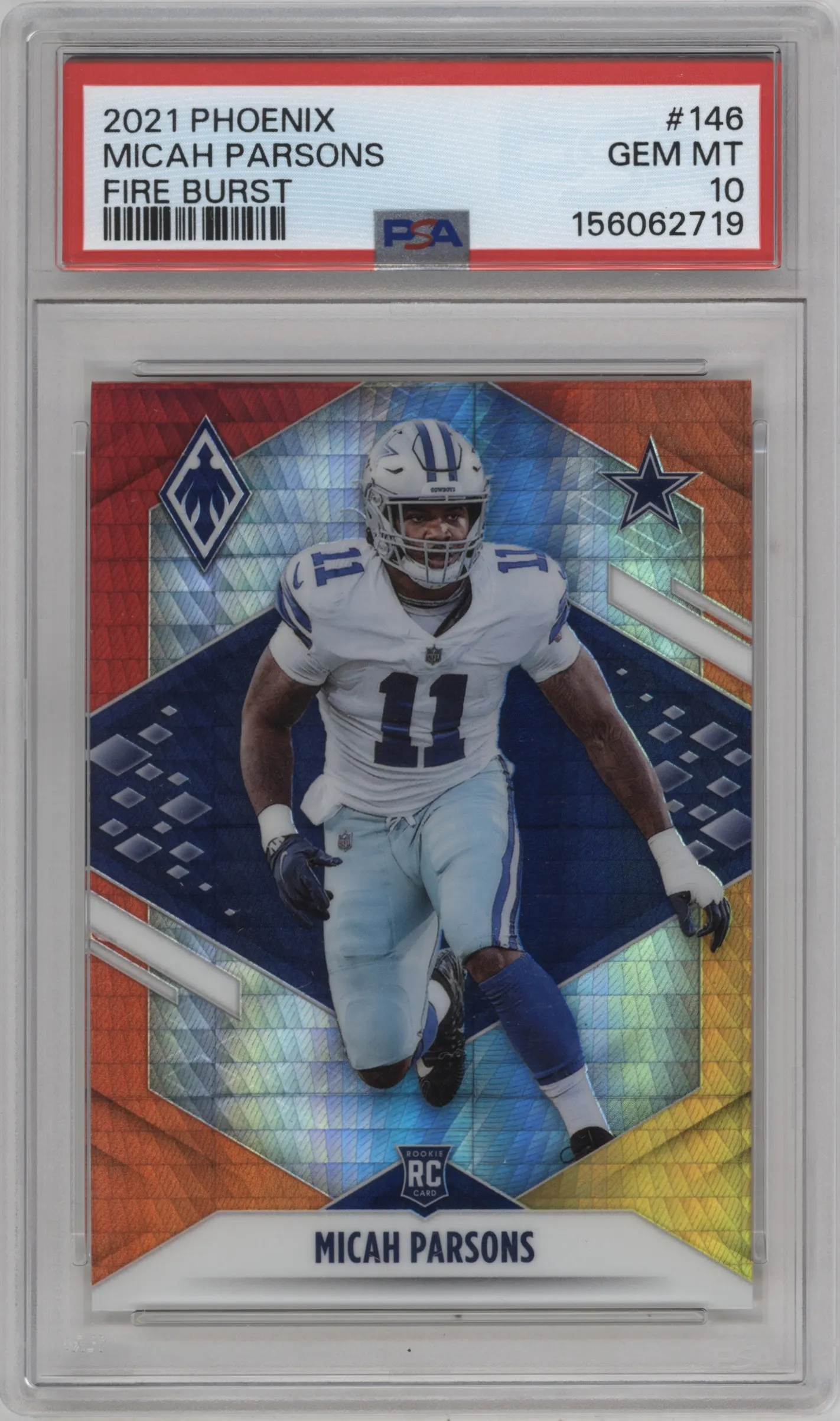2021 Panini Phoenix Micah Parsons Fire Burst PSA 10