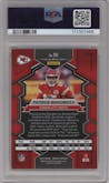 Patrick Mahomes II from the 2023 Panini Mosaic set featuring a Reactive Yellow parallel graded by PSA and given an overall grade of 9.