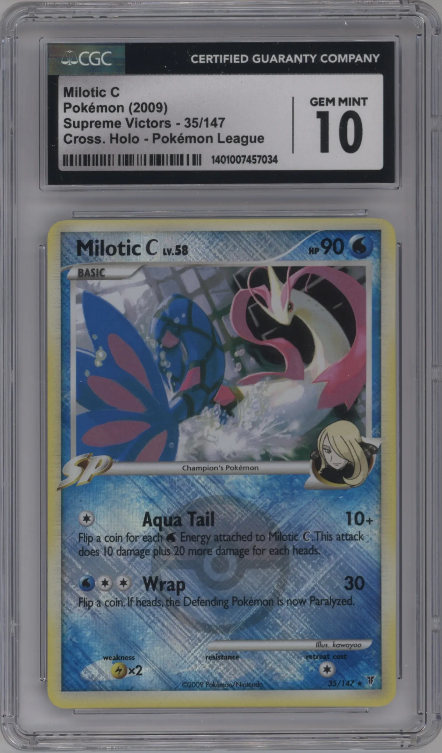 2009 Pokemon Platinum Supreme Victors Milotic C Pokemon League #35 CGC 10