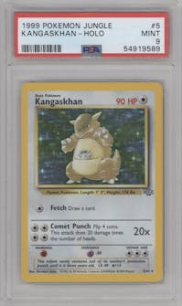 Kangaskhan from the 1999 Pokemon set graded by PSA and given an overall grade of 9.
