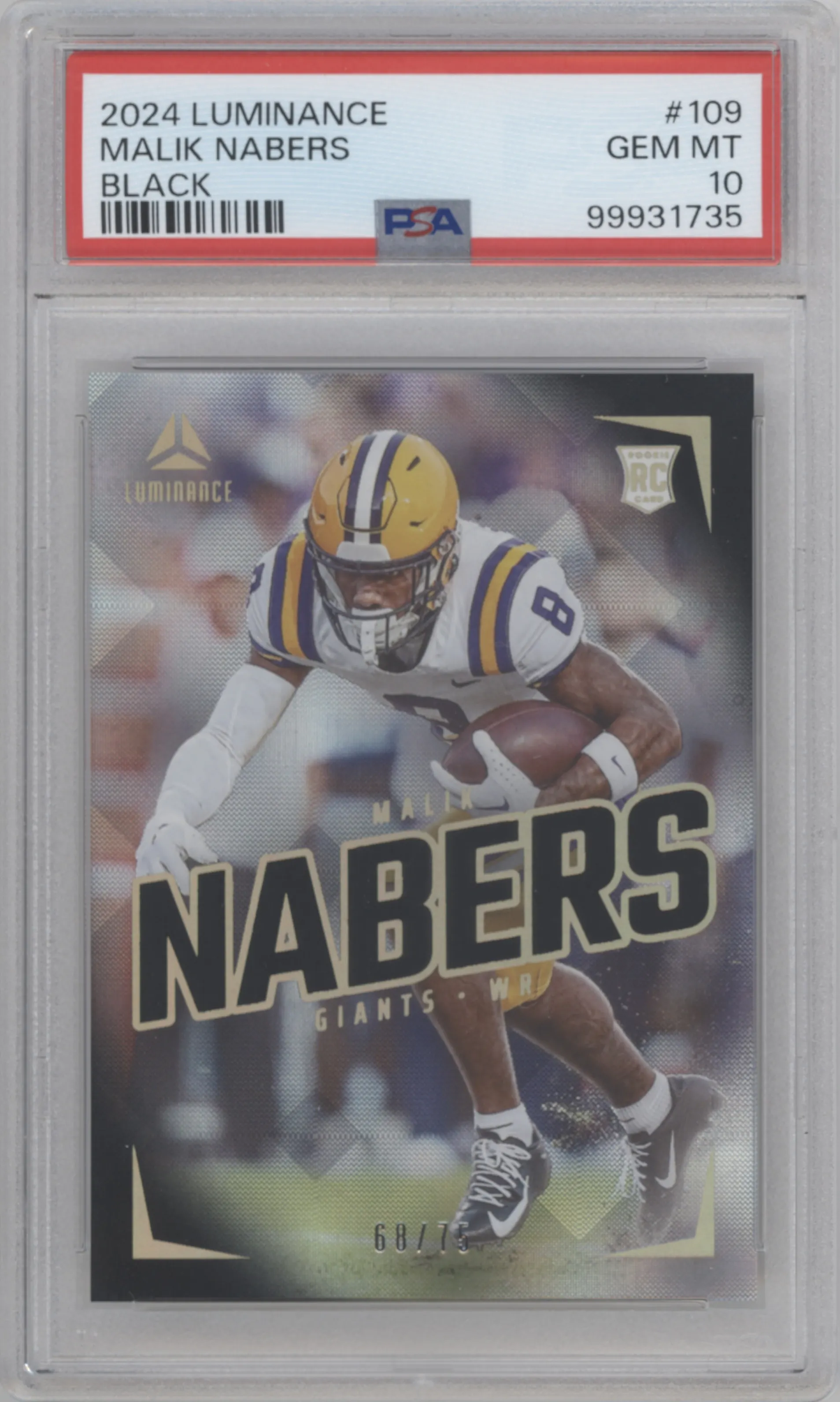 2024 Panini Luminance Malik Nabers Black #109 PSA 10